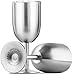 Stainless Steel Wine Glasses, Double Wall Insulated with Lids - Set of 2, Metal Wine Glass for Outdoor Travel, Camping, Red White Wine Goblet, 14oz, Unbreakable, Shatterproof, Portable, BPA Free