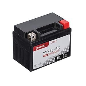 Accurat motorfietsaccu YTX4L-BS 5Ah 55A 12V gel-technologie startaccu in OEM-kwaliteit cyclusvast veilig opbergbaar…