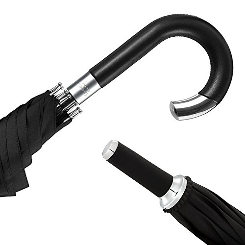 DAVEK ELITE UMBRELLA (Classic Black) - Quality Cane Umbrella with Automatic Open, Strong & Windproof