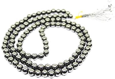 Hematite 8mm Rosary, Round Beads Jaap Mala 108 + 1 = 109 (Metallic Colour) (Approx Weight 80-150 GMS, Length 40-45 cms)