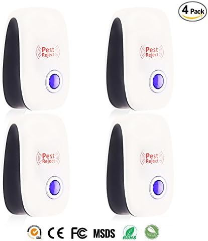 Skillink 4 Packs Ultrasonic Pest Repeller - Electronic Plug In Pest Control Ultrasonic Repellent - Best Repellent for Cockroach, Rodents, Flies, Roaches, Ants, Mice,Spiders, Fleas