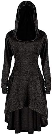 Gemijack Womens Halloween Costumes Medieval Renaissance Costume Long Sleeve Cosplay Hoodie Dress Cloak