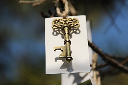 50 Skeleton Key Bottle Opener Wedding Favor with Escort Tags by DLWedding
