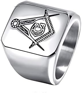 Dog Brother Men's Stainless Steel 3 Colors Freemason Symbol Masonic Rings G Lodge Master Mason Signet Biker Band