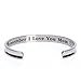 For Mother's Day Gifts - 'Remember I Love You Mom' Cuff Bangle Bracelets from Mom and Daughter Birthdays