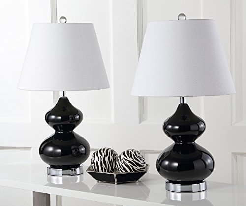 Safavieh Lighting Collection Eva Double Gourd Glass Table Lamp, Black, Set of 2