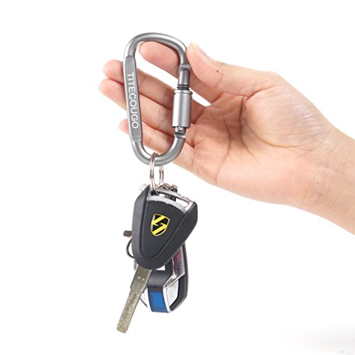 TITECOUGO Aluminum Alloy D-Ring High Strength Carabiner Key Chain Clip Hook For Camping Hiking outdoor (Not for Climbing) Gun Black
