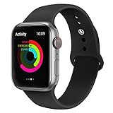 AdMaster Silicone Compatible for Apple Watch Band and Replacement Sport iwatch Accessories Bands Series 4 3 2 1 Black 42mm/44mm M/L