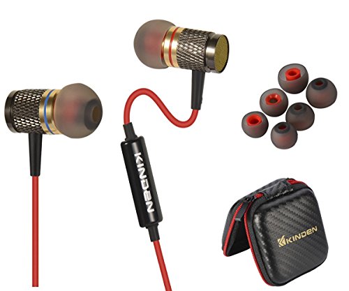 KINDEN Headphones Sport Earbuds with Mic Earphones Stereo Bass 3.5mm Jack Headset for iPhone/Sony/Sumsung etc (Black)