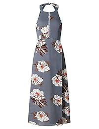 ZESICA maxi vestido sin espalda ni mangas, estampado floral, playero, para fiestas, para mujer