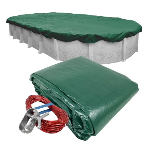 Pool Mate 16 x 25 ft Extra Strength Green Winter Oval Pool Cover for Above Grou…