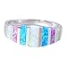 CiNily Women's Opal Rings, Create White Blue Pink Fire Opal Silver Plated Gemstone Ring Size 6