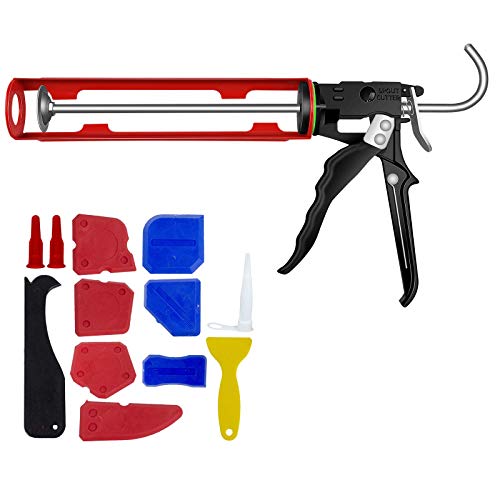 Caulking Gun with Spout Cutter and Puncture Tool, SocsPark Heavy Duty