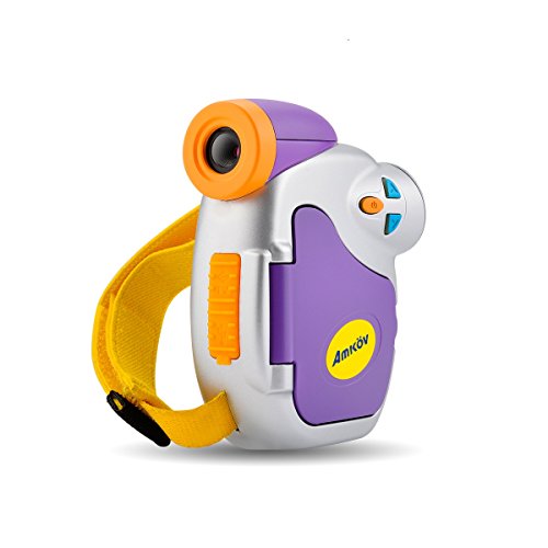 Kids Camera with Memory Card, Digital Video Camera for Kids, Amkov Mini Camcorder 1080p 5MP HD Portable 1.44 Inch Colorful Display Outdoors Kids Toy