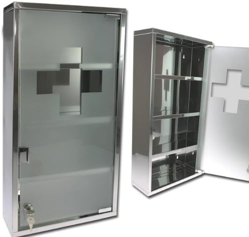 Erste Hilfe Medizinschrank 75cm Medikamentenschrank Edelstahl Glas