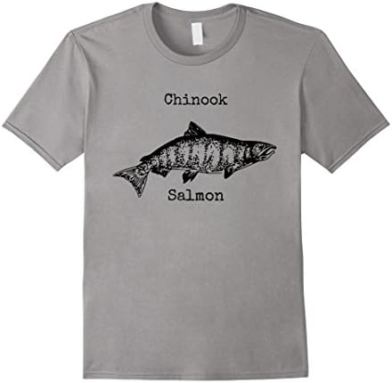 Men's Chinook Salmon Fishing and Hunting T-Shirt Small Slate