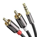 UGREEN 3.5mm to 2RCA Audio Auxiliary Adapter Stereo Splitter Cable AUX RCA Y Cord for Smartphone Speakers Tablet HDTV MP3 Player(15ft)