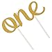INNORU(TM) 1st First Birthday One Cake Topper Decoration Single Sided Gold Glitter