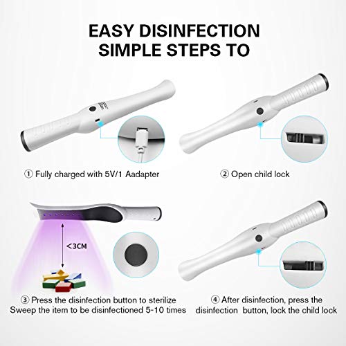 UV Light Sanitizer Wand, Portable UVC Light Sanitizer Perfect for Home