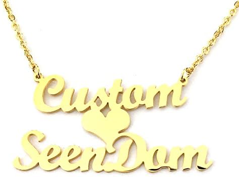 Personalized Custom 2 Names Necklace Customized Love Heart Choker Necklace 24K Gold Plated Nameplate Couple Necklace (Gold Color)