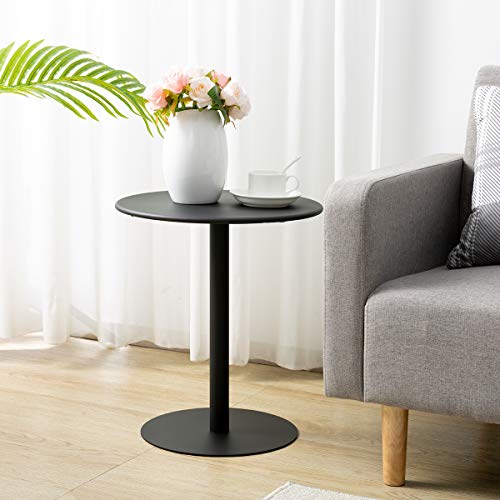 HollyHOME Round Metal AntiRust End Table, Accent Small Snack