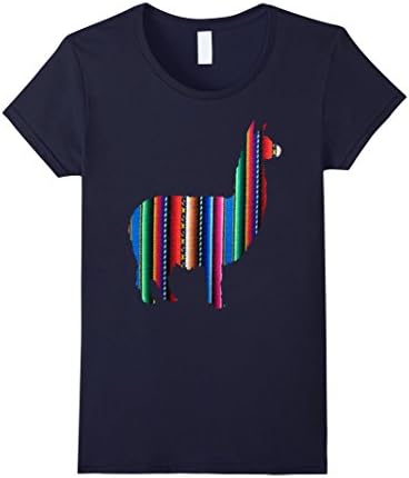 Women's Inca Textiles Llama T-Shirt Medium Navy