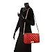 Dasein Women's Designer Quilted PU Leather Twist Lock Crossbody Bag Shoulder Bag Fashion Handbags w/Chain Strap (Red)