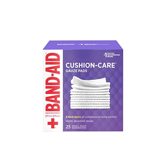 Band-Aid Brand Cushion Care Sterile Gauze Pads for Protection of Minor Cut, Scrapes & Burns, Non-Adhesive & Wound Care…