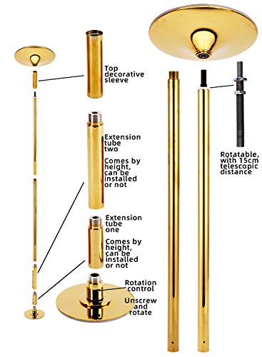 45mm Removable Dancing Pole Kit Portable Fitness Dance Sport Exercise Club Party Pub Home Dance (Gold)