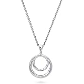 BERRICLE Sterling Silver Open Circle Pendant Necklace for Women, Cubic Zirconia CZ - Gold Flashed, Rhodium Plated Styles