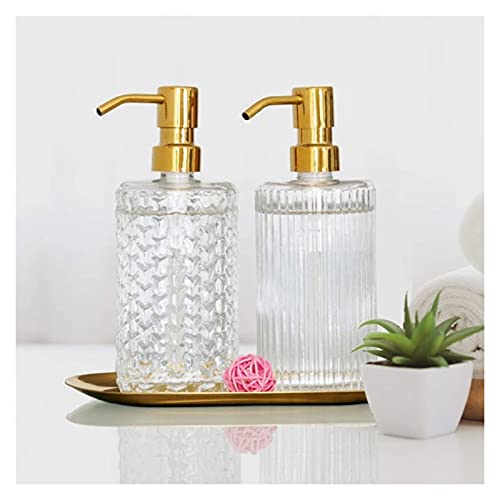 Zuinig Aanrecht zeep dispensers glas hand sanitizer fles met gouden roestvrijstalen pompkop, hervulbare vloeibare hand… - Afbeelding 4