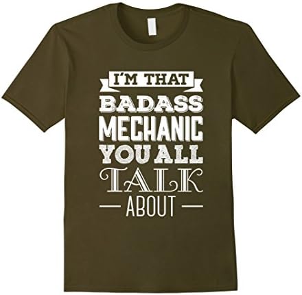 Men's Badass Mechanic T-Shirt - Funny T-Shirt 2XL Olive