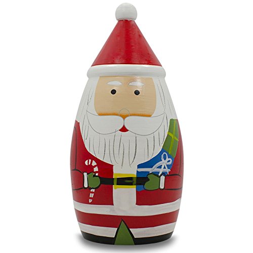 5.5" Set of 5 Multicolor Santa with Christmas Gifts Wooden Nesting Dolls