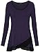Laksmi Crew Neck Tops, Autumn Long Sleeve Knit Chiffon Patchwork Loose Fashion Office Wear Tunic Tops,Dark Violet XX-Large