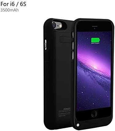 YHhao 3500mAh Charger Case for iPhone 6 / 6s Slim Extended Battery Case Portable Cell Phone Battery Charger Back up Power Bank Rechargeable Charger Case with Stand 4.7" for iPhone 6/6s -Black