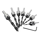 Yakamoz 7pcs HSS Countersink Drill Bits Set Screw Woodworking Chamfer Tool, 3-10mm