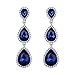 EleQueen Women's Silver-tone Austrian Crystal Tear Drop Pear Shape Long Dangle Earrings Royal Blue