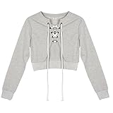EFINNY Women Casual Long Sleeve Crop Tops Lady Blouse Short Cotton Sweatshirt