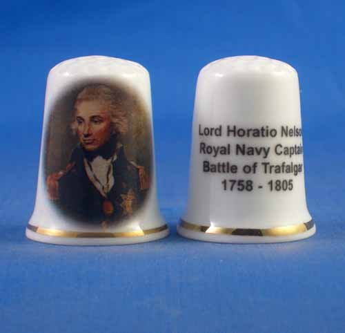 Porcelain China Collectable Thimble - Captain Horatio Nelson with Free Gift Box