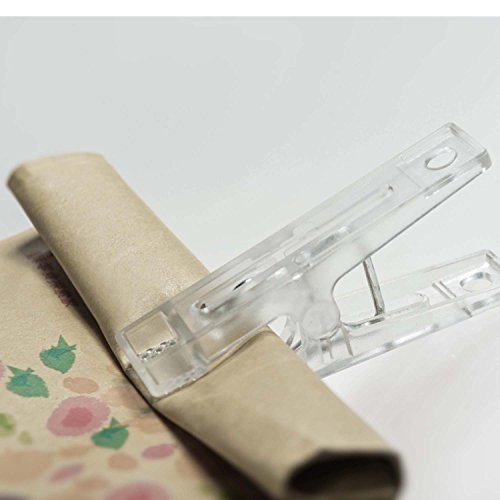 Eunion 20pcs Small Clear Plastic Utility Paper Clips Clothespins Clamps, Clothes Line Clips,Photo Clips 2.36"x1.14"