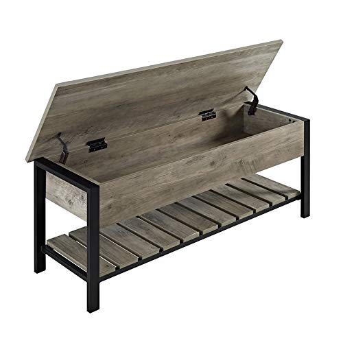 Pemberly Row Modern Farmhouse Entryway Bench Shoe Storage OpenTop