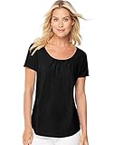 Hanes Women`s Short-Sleeve Shirred Scoop-Neck Tee