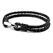 Three Keys Jewelry Mens Genuine Leather Braided Bracelet with Stainless Steel Clasp Leather Braided Bangle for Men Black High Polish