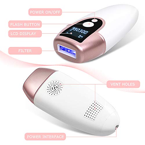 IPL Hair Removal System, Portable Permanent Hair Removal Device for Home Use, 990,300 Flashes Painless Hair Removal for Women and Men (Rose gold) - Thumbnail 3