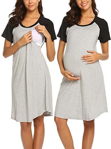 Nursing Gown 3 in 1 Delivery/Labor/Nursing Nightgown Women Maternity Hospital Gown Zipper Breastfeeding Sleepwear