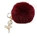 Bestpriceam Synthesis Rabbit Fur Ball Keychain Bag Plush Car Key Ring Car Key Pendant (Wine Red)
