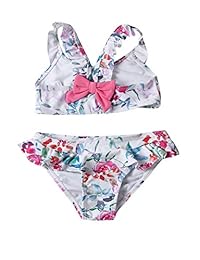 Traje de baño de dos piezas Aleumdr Girls Blue Stripes Traje de baño con volantes Traje de baño con volantes con partes inferiores 4-8Y