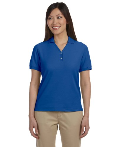 Devon & Jones Ladies' Pima Pique Short-Sleeve Polo, Royal Blue, Large