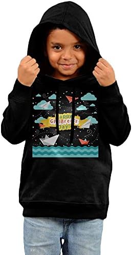 ZheuO Boys & Girls Baby Origami Boat and Paper Plane Fashion Hoodie Hooded Sweatshirt 2 Toddler Black