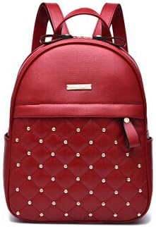 Meoaeo Women Backpacks Fashion Causal Bags High Quality Rivet Bead Female Shoulder Bag Pu Leather Backpacks For Girls Women Bag Red